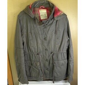 Aeropostale Women’s Coat Gray Removable Hood. Cotton Drawstring Size XL